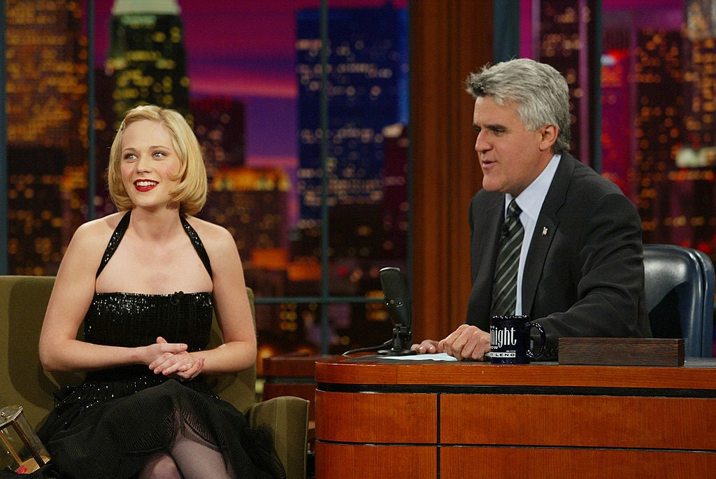 Zooey DesChanel at "The Tonight Show with Jay Leno" at the NBC Studios in Burbank Ca. Monday, Oct. 14, 2002.