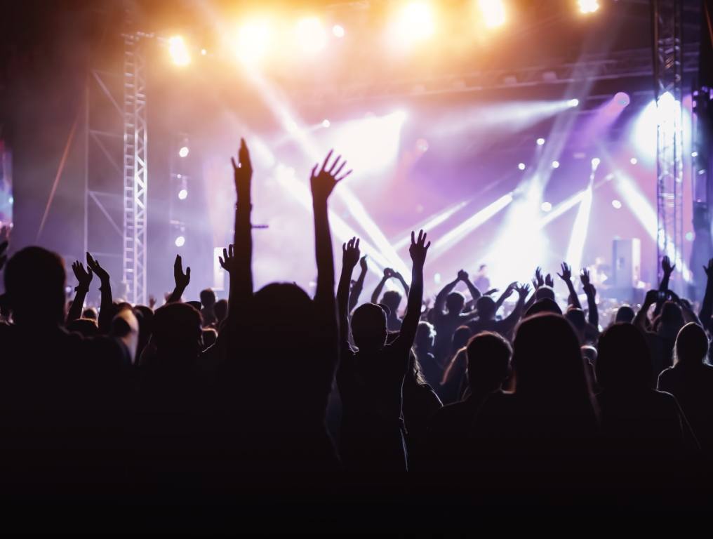 crowd cheering at Fremont street experience concert