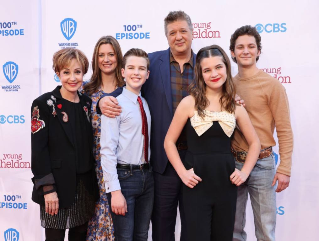 Young Sheldon cast at the celebration of the shows 100th episode