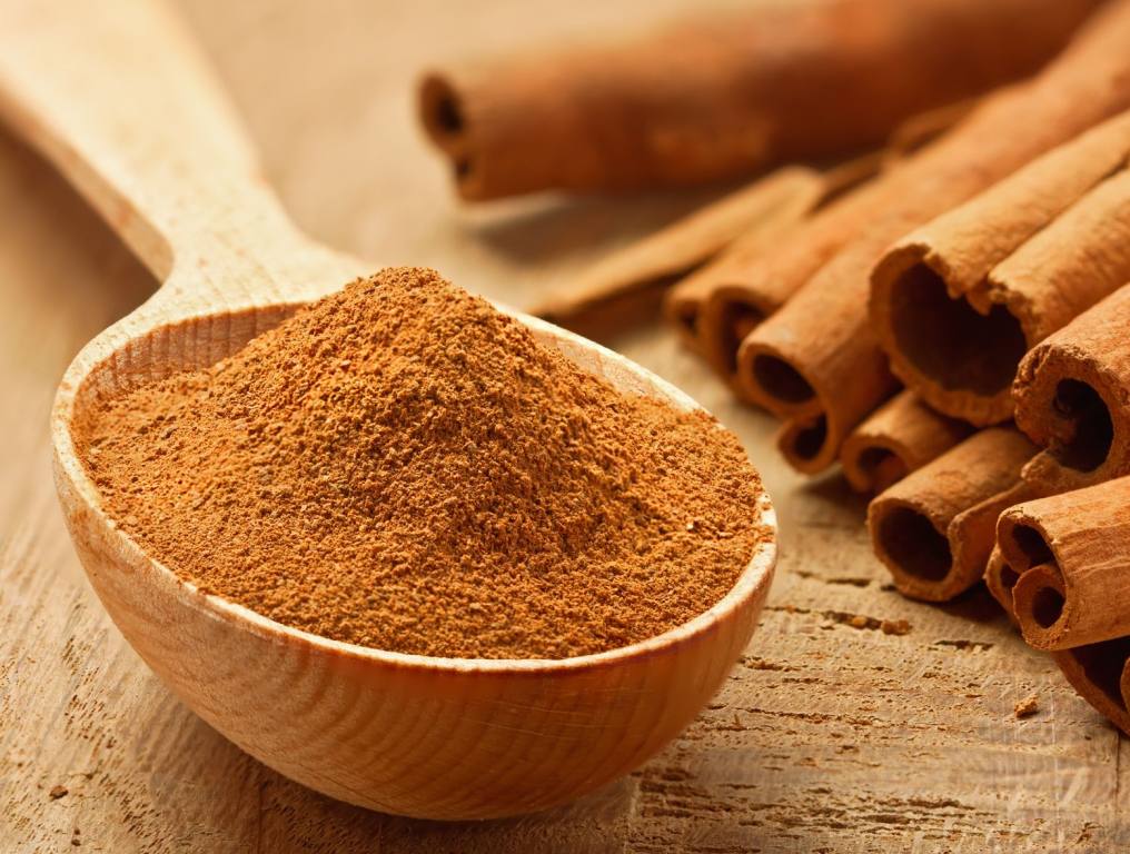 Ground cinnamon in a bowl