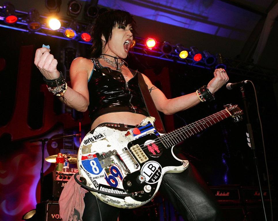 Joan Jett performs with her band Joan Jett and the Blackhearts at the Gibson booth at the Las Vegas Convention Center during the 2007 International Consumer Electronics Show January 9, 2007 in Las Vegas, Nevada.