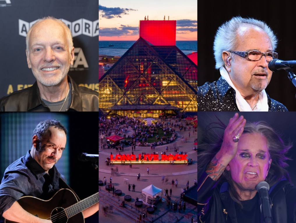 Peter Frampton poses for a photo; Dave Matthews performing on stage; Rock & Roll Hall of Fame museum in Cleveland; Mick Jones of Foreigner performing on stage; Ozzy Osbourne performing on stage.