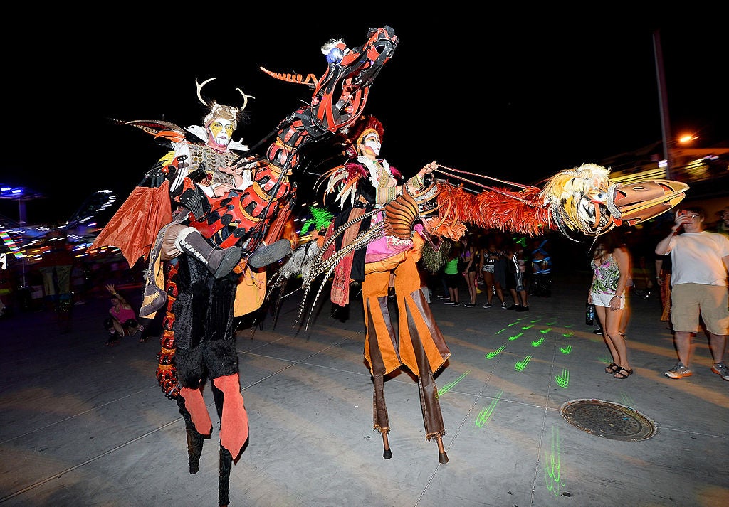 Performers appear at the 17th annual Electric Daisy Carnival at Las Vegas Motor Speedway on June 21, 2013 in Las Vegas, Nevada. (Photo by Ethan Miller/Getty Images)