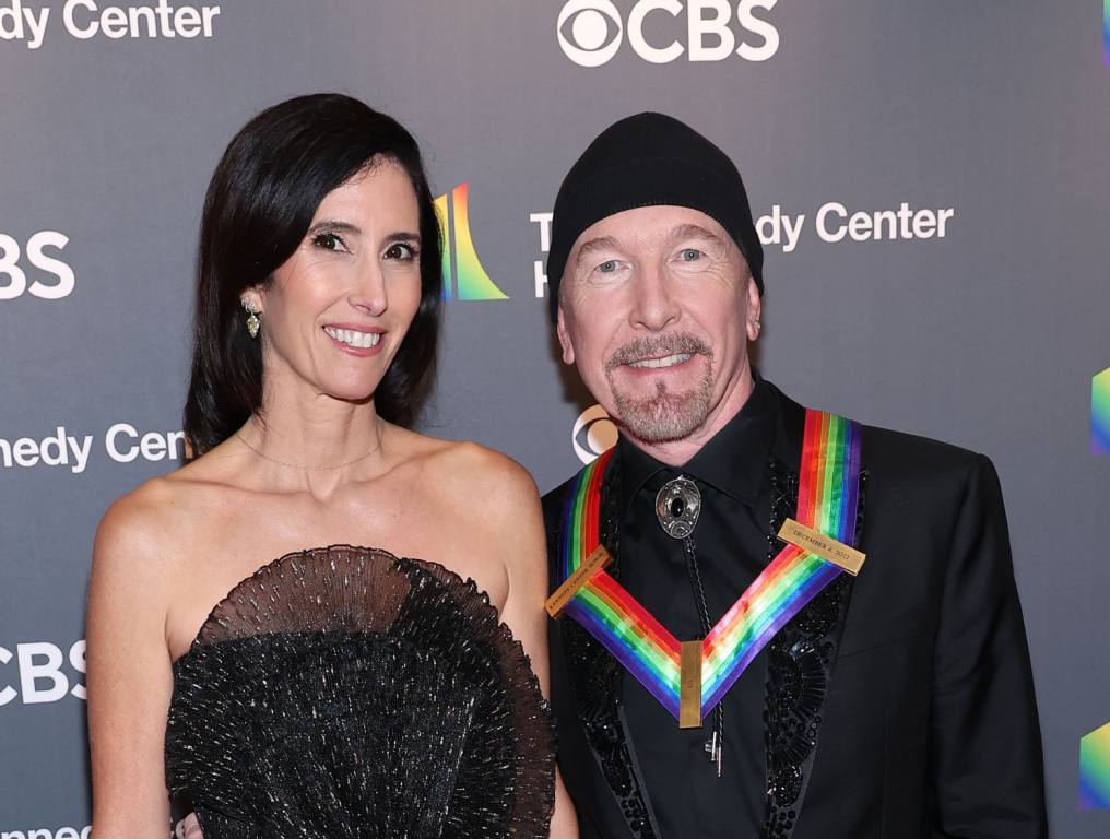 The Edge (R) and Morleigh Steinberg attend the 45th Kennedy Center Honors ceremony at The Kennedy Center on December 04, 2022 in Washington, DC.