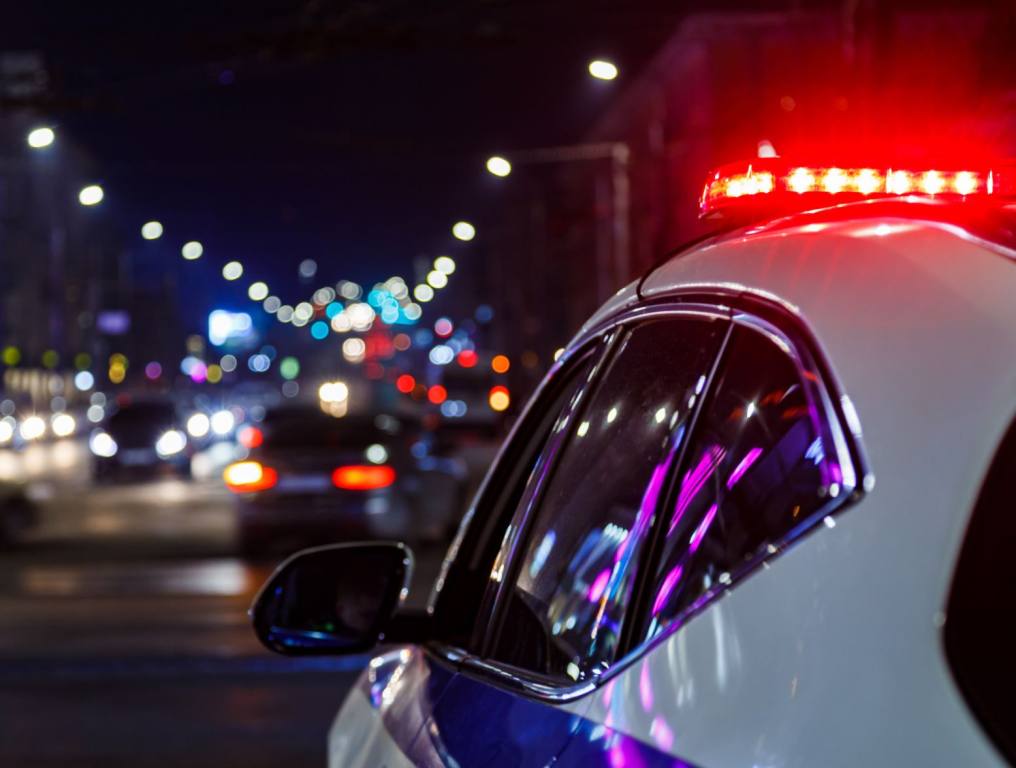 Las Vegas Substitute teach arrested by police after alleged lewd conduct with student. This photo is a police car with lights