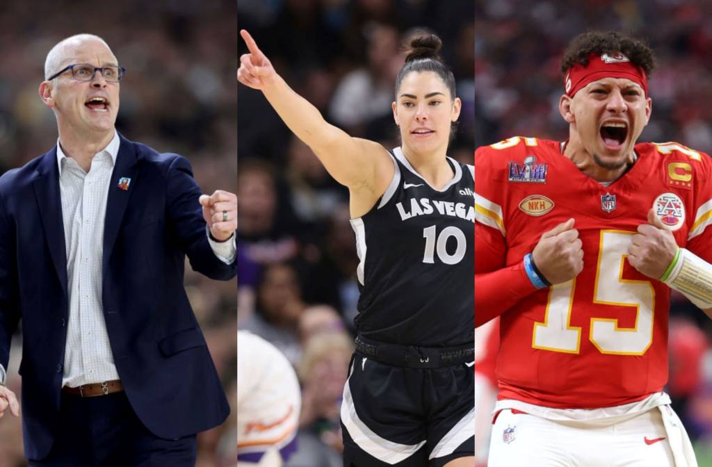 Dan Hurley, Kelsey Plum and Patrick Mahomes. Each team has a chance to 3-peat next season