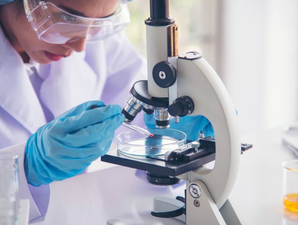 What Genetic Lottery did you win? A scientist looking at DNA through a microscope.