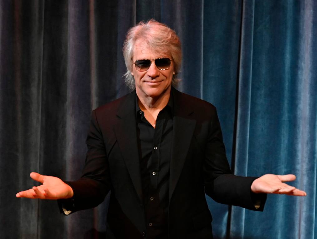 Jon Bon Jovi arrives for a Q&A at the opening of the "Bon Jovi Forever" exhibit at the Rock and Roll Hall of Fame and Museum on June 08, 2024 in Cleveland, Ohio.