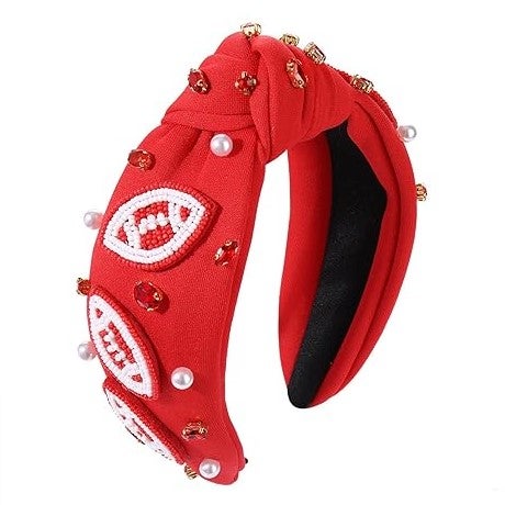 red football knotted headband