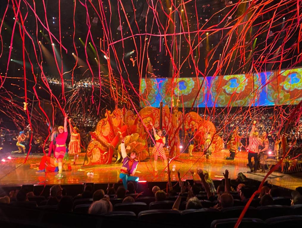 The ending of the show with streamers flying across the stage at Beatles LOVE.