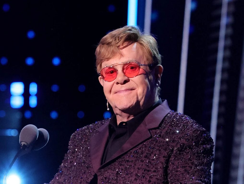 Elton John speaks onstage during the 38th Annual Rock & Roll Hall Of Fame Induction Ceremony at Barclays Center on November 03, 2023 in New York City.