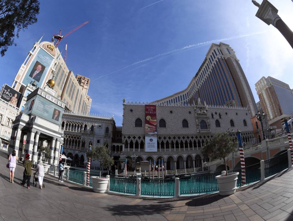 A fisheye photo of the Venetian resort in Las Vegas when Sheldon Adelson, the richest person in Nevada, died.