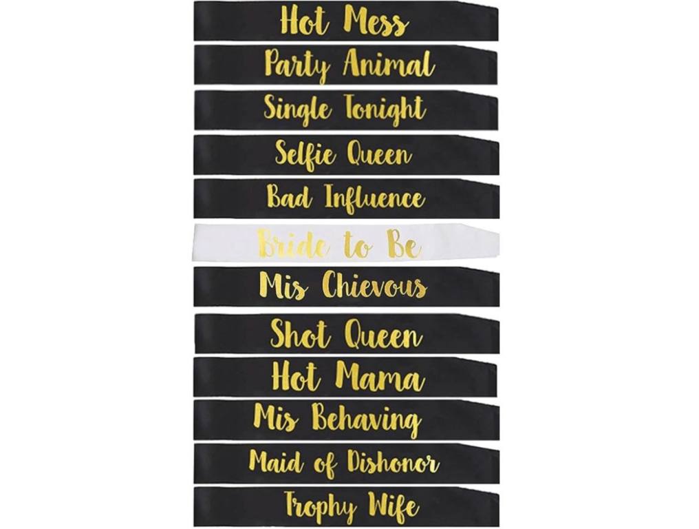 black and white bride sashes