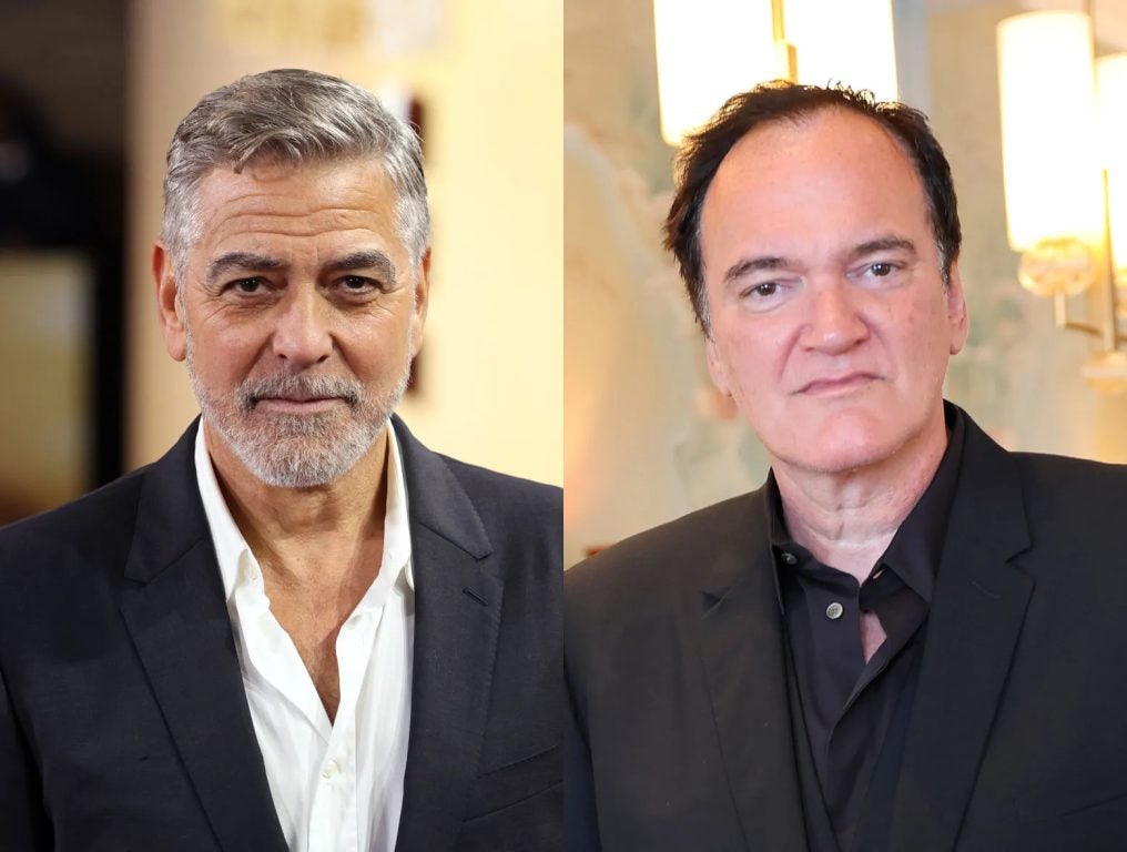 George Clooney attends the UK premiere of "The Boys In The Boat" at Curzon Cinema Mayfair on December 03, 2023 in London, England; Quentin Tarantino wins 2023 Prix Fitzgerald at Hotel Belles Rives on June 09, 2023 in Antibes, France.