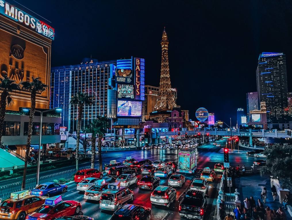 Las Vegas at night. Las Vegas has been named the No. 2 best city in America for a lively entertainment scene, according to experts.