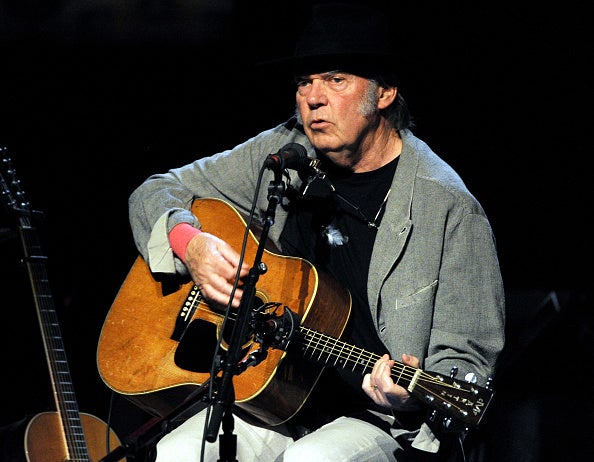 Singer/songwriter Neil Young performs at the Dolby Theatre on March 29, 2014 in Los Angeles, California.