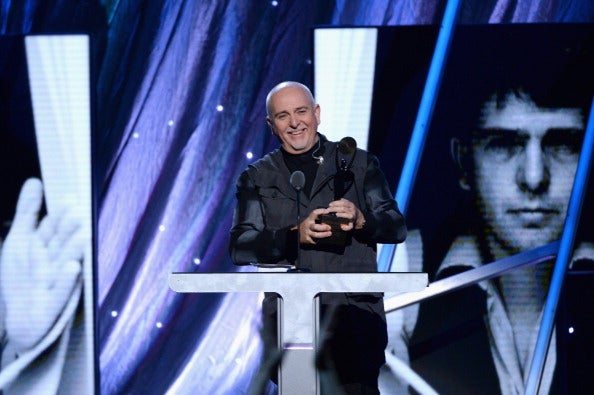 Peter Gabriel speaks onstage at the 29th Annual Rock And Roll Hall Of Fame Induction Ceremony at Barclays Center of Brooklyn on April 10, 2014 in New York City.