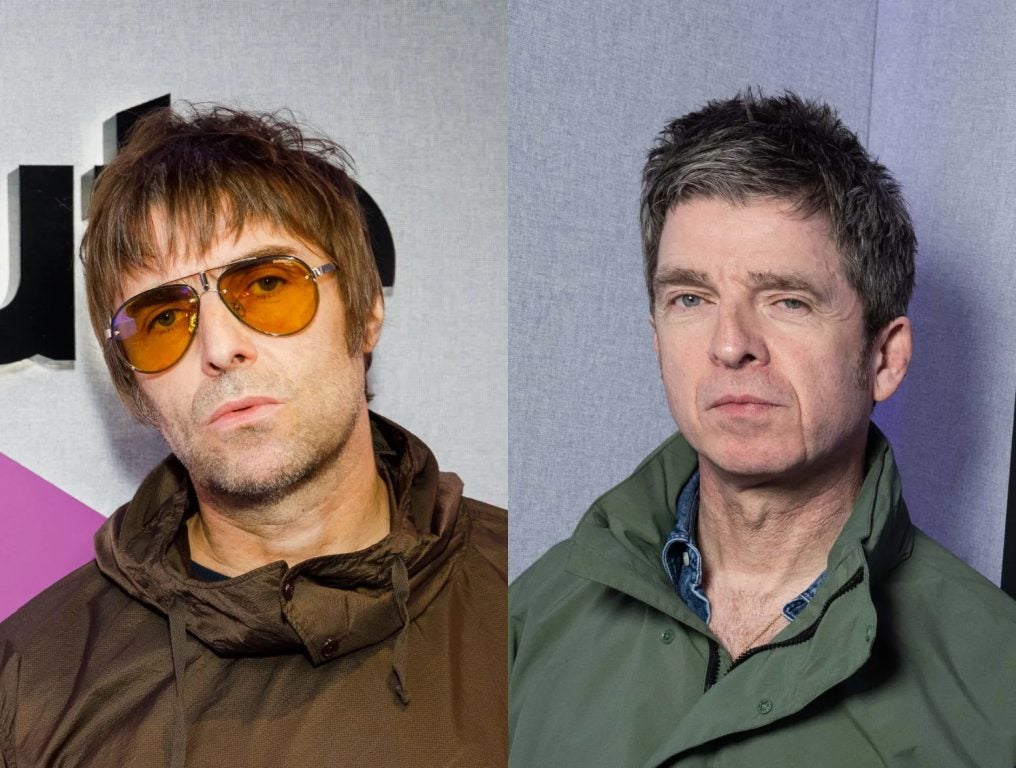 Liam Gallagher visits Absolute Radio on February 01, 2022 in London, England; Noel Gallagher poses for a photo during his visit to Absolute Radio on January 13, 2023 in London, England.