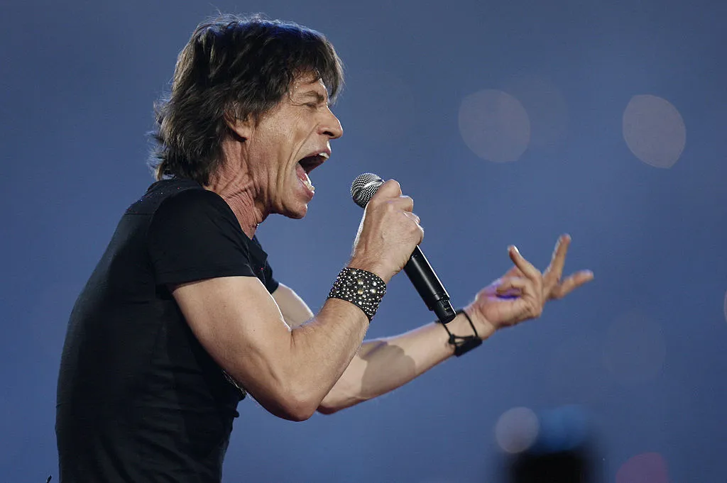 Mick Jagger of the Rolling Stones performs at halftime during Super Bowl XL between the Pittsburgh Steelers and Seattle Seahawks at Ford Field in Detroit, Michigan on February 5, 2006. 