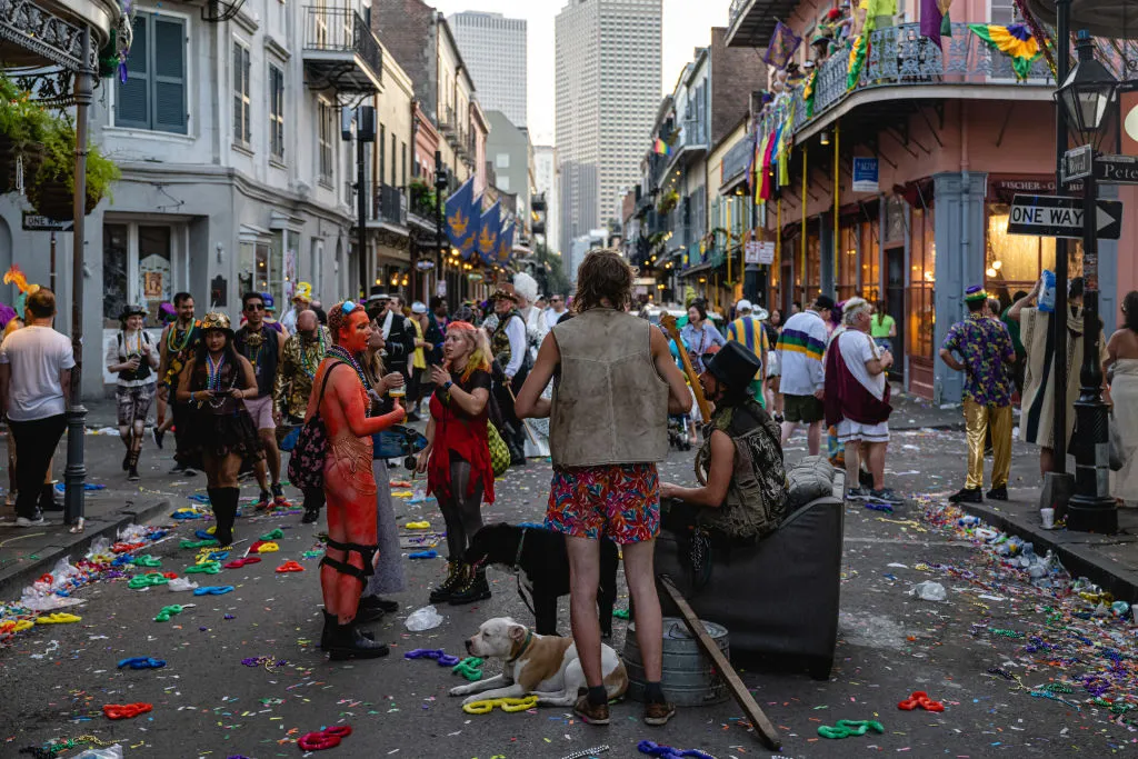 Partiers on Bourbon Street in New Orleans