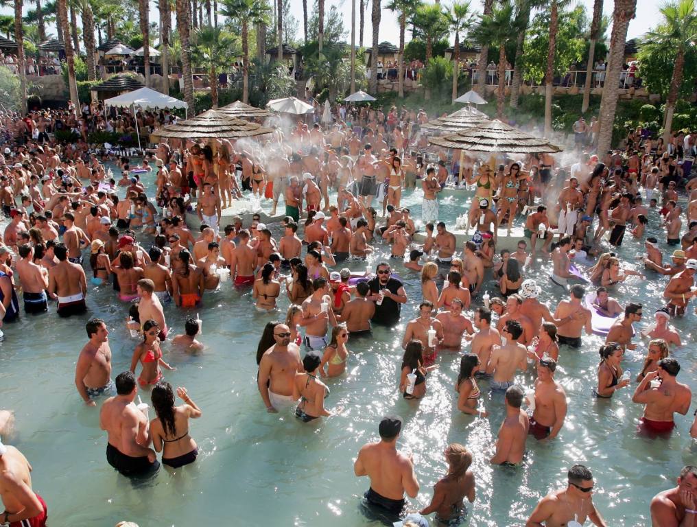 A picture of people enjoying themselves at a pool. This article is about Memorial Day events in Las Vegas